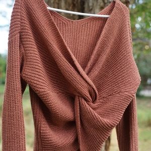 ASTR Knotted Back Sweater - Coral - Small